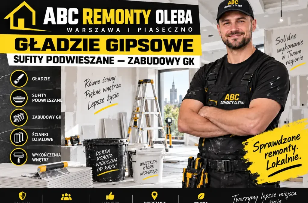 Gładzie gipsowe i sufity podwieszane – zabudowy GK