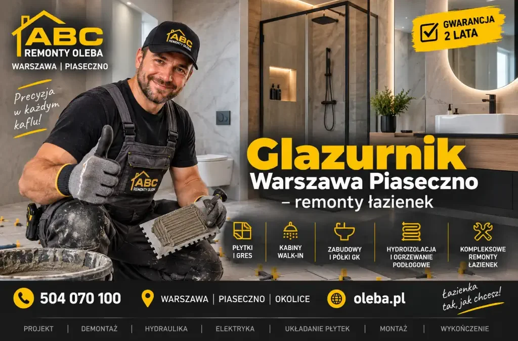 Glazurnik Warszawa Piaseczno – remonty łazienek