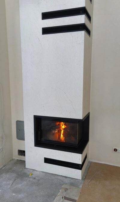 Kominek wkład boczny obudowa kamień w rolce